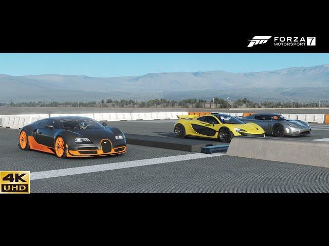 FM7 Epic Drag Race! Laferrari, Chiron, Veyron, ONE1, Ford GT, Spyder, 720s, Huracan, 570s, Veneno