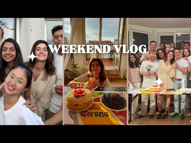 Weekend Vlog in Vienna | My international friends, bday party, baking a cake, biking etc