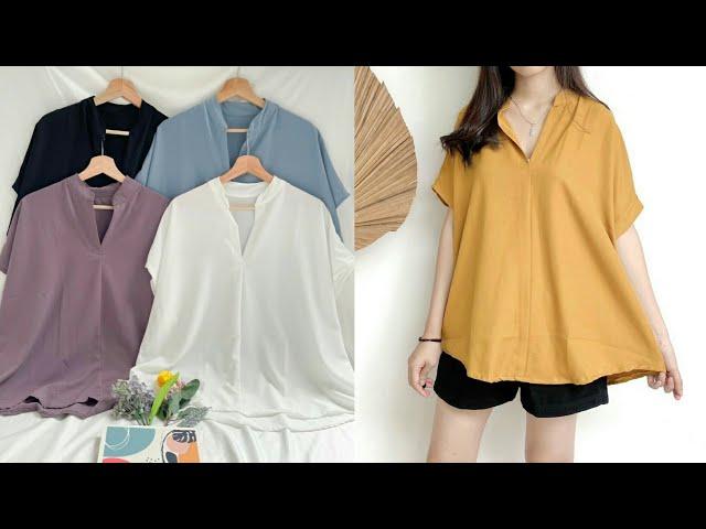 Rekomendasi Shopee Haul Kemeja Vneck Oversized Wanita Polos + Link Shopee #shorts