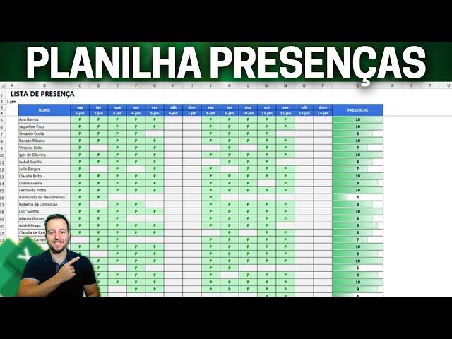 Como Fazer Planilha de Presenças e Faltas no Excel | Planilha Moderna e Automática