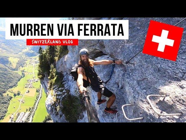 MURREN VIA FERRATA ON 'CLIFF EDGE'  IN SWITZERLAND