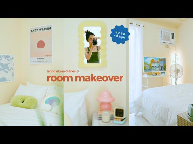 small & cozy bedroom makeover ️ budget renter friendly, pastel aesthetic, decor haul, room tour