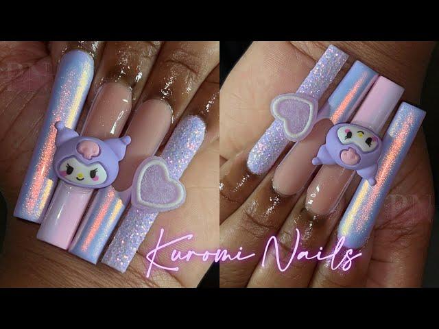 PURPLE KUROMI NAILS  | KAWAII NAILS | HOW TO APPLY CHROME POWDER