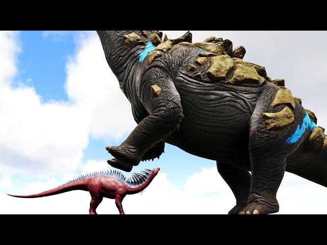 AMARGASAURUS (lvl 10.000) vs. TITANOSAUR | ARK Dino Battle 