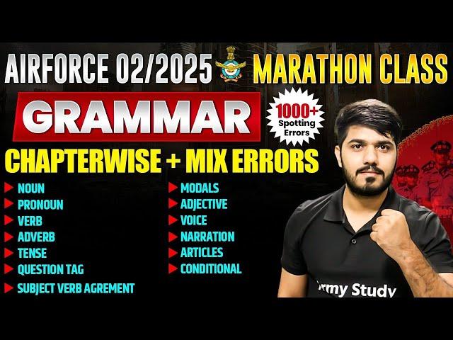 Airforce X/Y English Class 2024 | Top 1000 Spotting Errors | Airforce English Merathon Class 2024