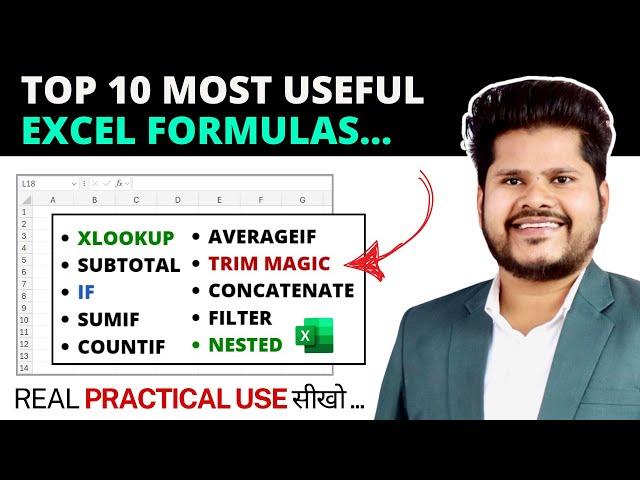 10 Most IMPORTANT Excel Formula and Functions - You Must KNOW