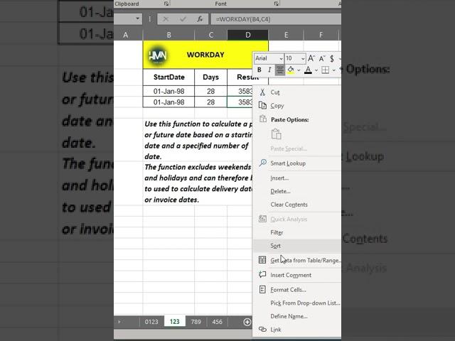 How to calculate Past or Future date based on a starting date & a specified number of date #shorts