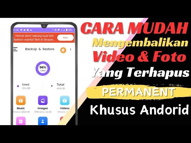 CARA Mengembalikan Video yang Terhapus di Andorid | Mengembalikan File Terhapus di Andorid