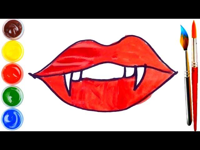 Как ПРОСТО нарисовать ЗУБЫ ВАМПИРА, рисунки на ХЕЛЛОУИН/541/How to draw VAMPIRE TEETH for HALLOWEEN