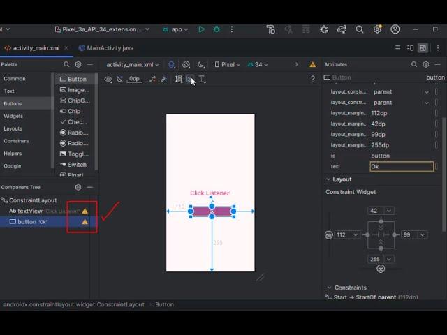 Use of Strings and resolve errors (Hardcoded text, Missing Constraints etc.)  in Android Studio