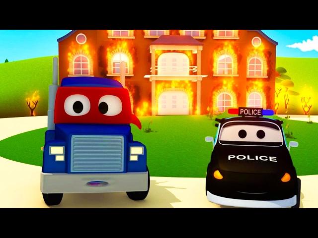 The Car Patrol: fire truck and police car Supertruck needs help! in Car City  Cars cartoons