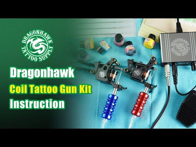 Dragonhawk Hot Complete Coil Tattoo Gun Kit Instruction | Starter Tattoo Kit|Coil Machine Kit