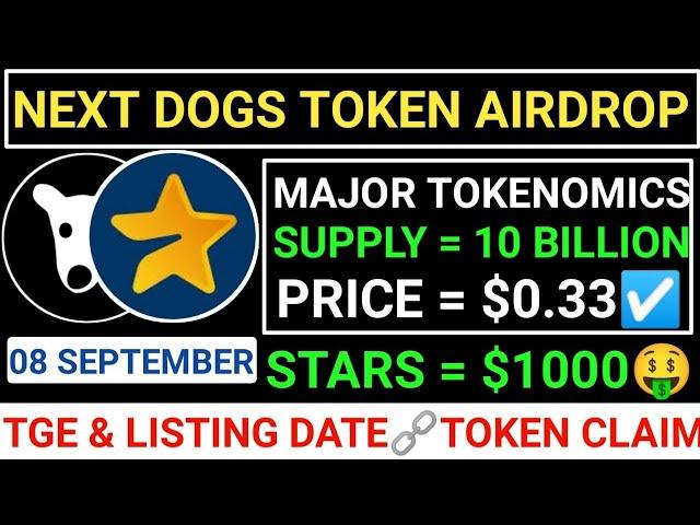 NEXT DOGS TOKEN! AIRDROPSUPPLY ONLY 10 BILLION️PRICE=0.33$MAJOR LISTING DONE#hamsterkombat #dogs