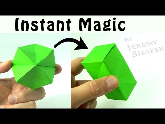 Instant Magic -- Transforming Origami Polyhedron