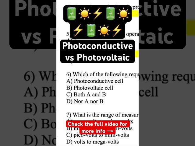 What are the Differences Between Photoconductive Cells and Photovoltaic Cells?