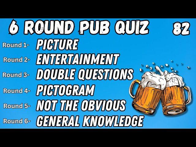 Virtual Pub Quiz 6 Rounds: Picture, Entertainment, Double Questions, Pictogram, Not The Obvious. #82