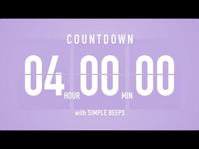 4 Hours Countdown Flip Clock Timer / Simple Beeps 🫐 