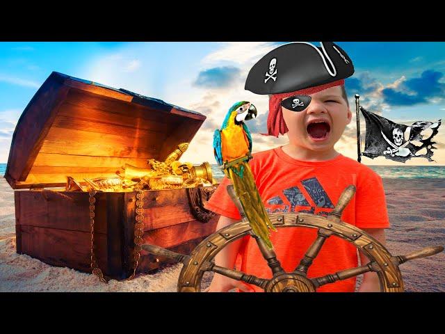 Caleb's PIRATE ️ PLAYGROUND! hidden treasure at the park, floor is lava pretend play with MOM!