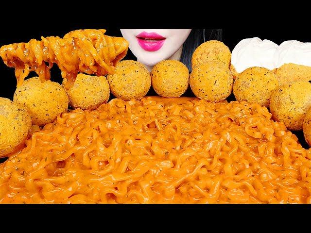 ASMR CHEESY CARBO FIRE NOODLE, CHEESE BALL 까르보불닭 뿌링클 치즈볼 먹방 EATING SOUNDS MUKBANG