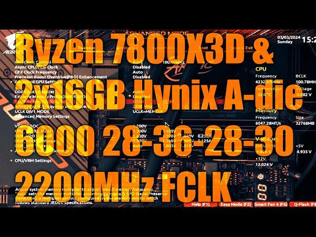 Ryzen 7800X3D, 2200MHz FCLK, DDR5-6000 28-36-28-30