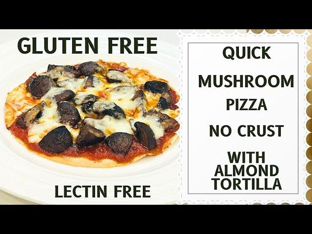 NO CRUST PIZZA LECTIN FREE PIZZA RECIPE QUICK | GLUTEN FREE PIZZA W ALMOND FLOUR TORTILLA MUSHROOMS