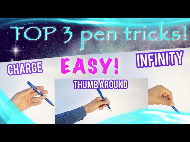 Top 3 #penspinning tricks: Thumb Around, Charge, Infinity. Basic tricks. Learn how to spin a pen.