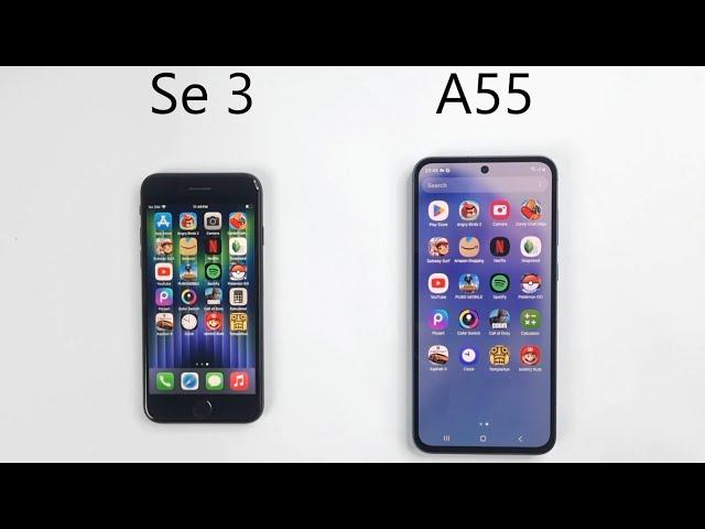 iPhone SE 2022 vs SAMSUNG A55 - SPEED TEST!