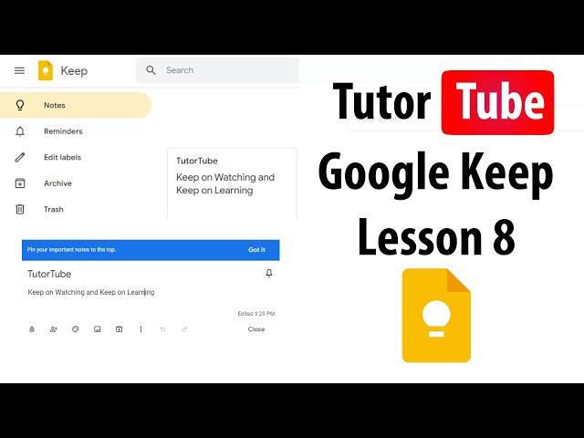 Google Keep Tutorial - Lesson 8 - Adding and Managing Labels