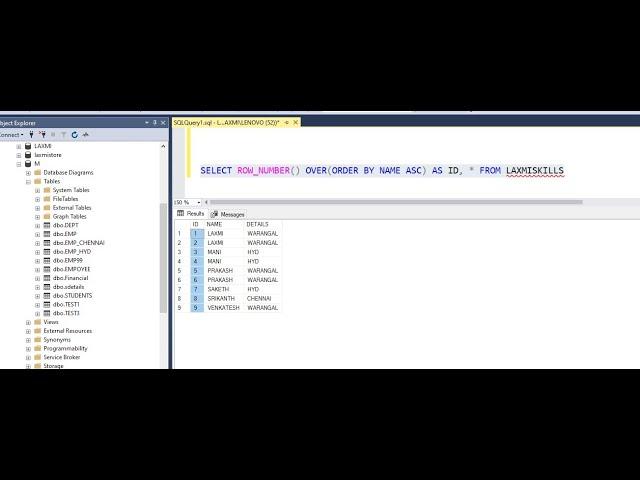 Generate Row Serial Numbers in SQL Query | SQL Telugu