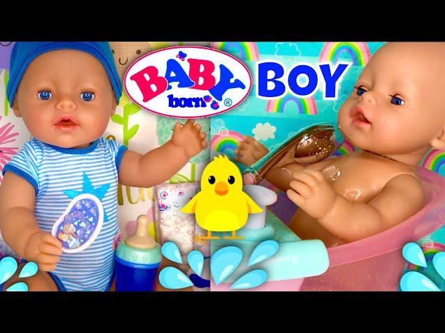 MGA Baby Born Boy Doll & Bath Unboxing + Evening Routine!⭐️