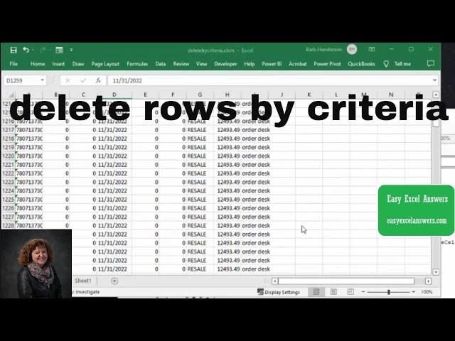 Delete rows by criteria in Excel