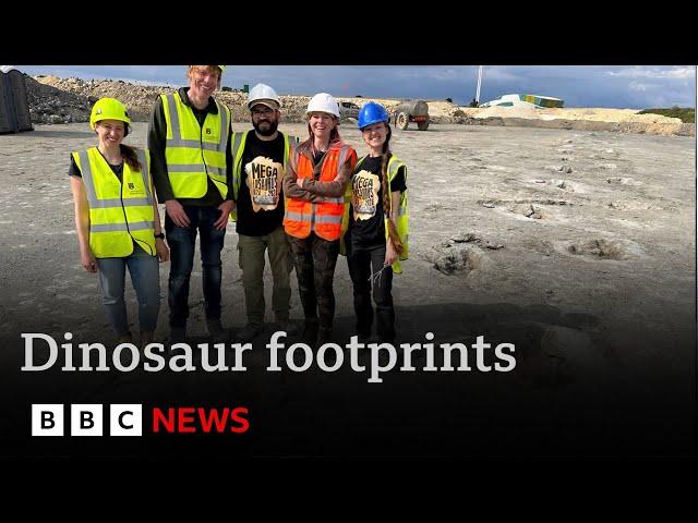 Vast dinosaur footprints found in quarry date back 166 million years | BBC News