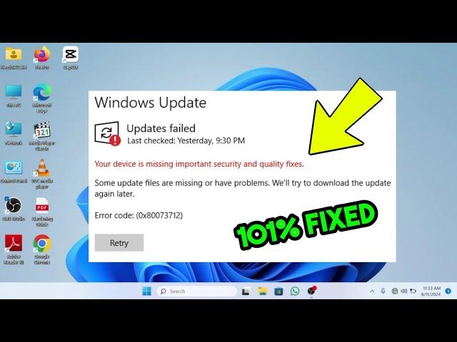 Your Device is Missing Important Security and Quality Fixes - Windows Update Error FIXED!