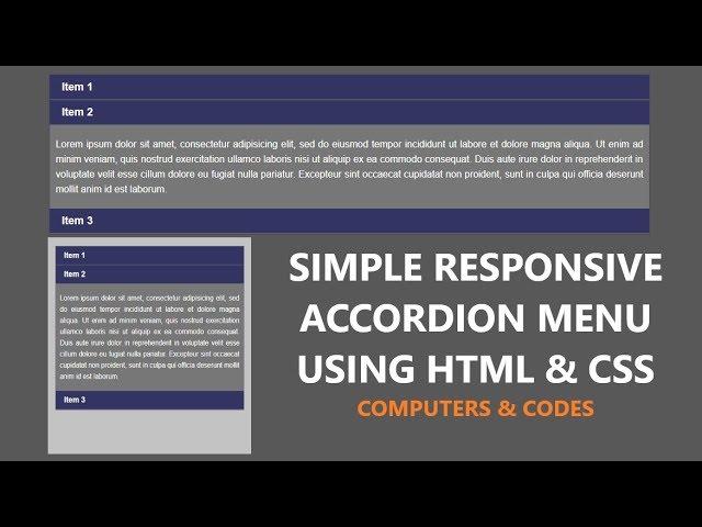 Responsive Accordion Menu using HTML & CSS | Computer Conversation