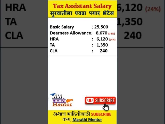 Tax Assistant Salary I कर सहाय्यक Salary #taxassistant #salary #shorts #shortsvideo