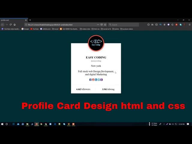 How To Make Profile Card In HTML & CSS | Profile Card Design With  Html & Css