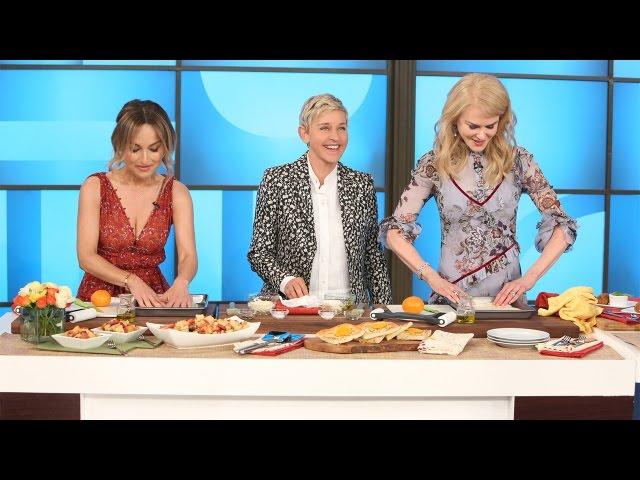 Ellen and Nicole Kidman Try to Learn Cooking Skills from Giada De Laurentiis