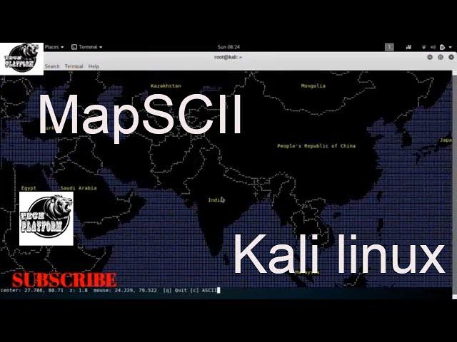 MapSCII - The Whole World In Your Console | World Map on Kali Linux 2017.3