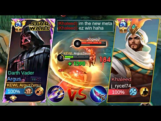 ARGUS VS NEW META KHALEED  COMBO DAMAGE VS NEW ARGUS DAMAGE BUILD - MOBILE LEGENDS