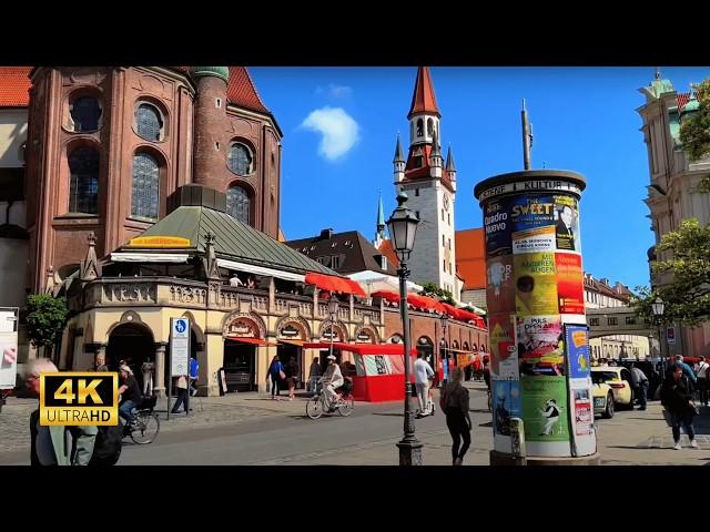 Munich, Germany - Summer Walk 2024 + Glockenspiel - 4K 60fps