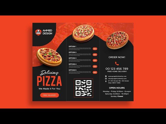 How to Make a Pizza Restaurant Tri Fold Brochure Design in Adobe Photoshop CC 2022