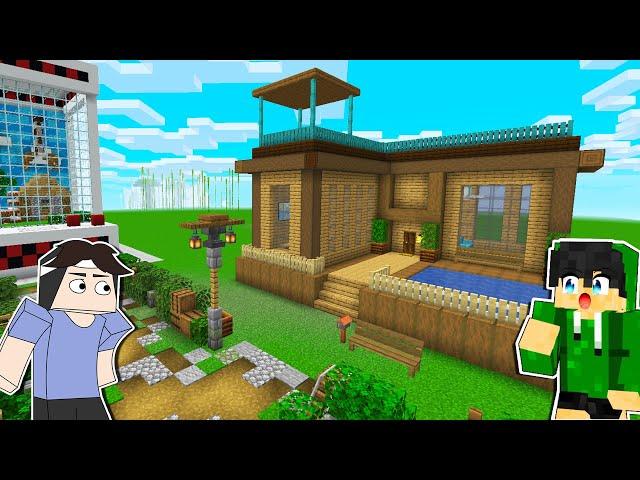 Building a MODERN WOODEN HOUSE in Minecraft