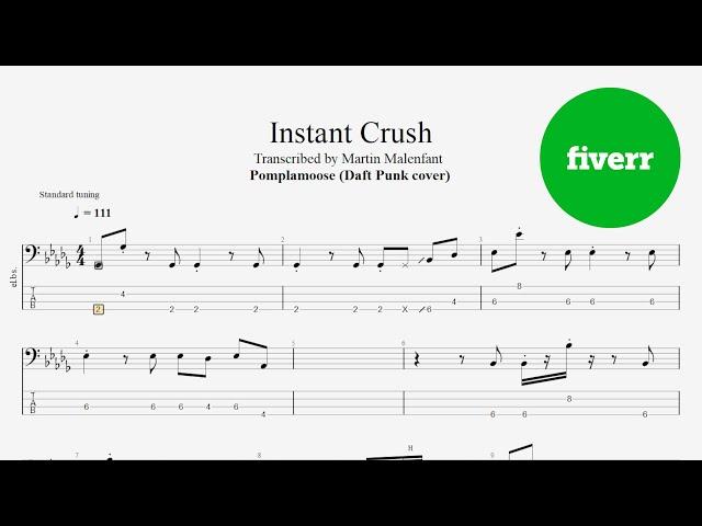 Pomplamoose - Instant Crush (bass tab)