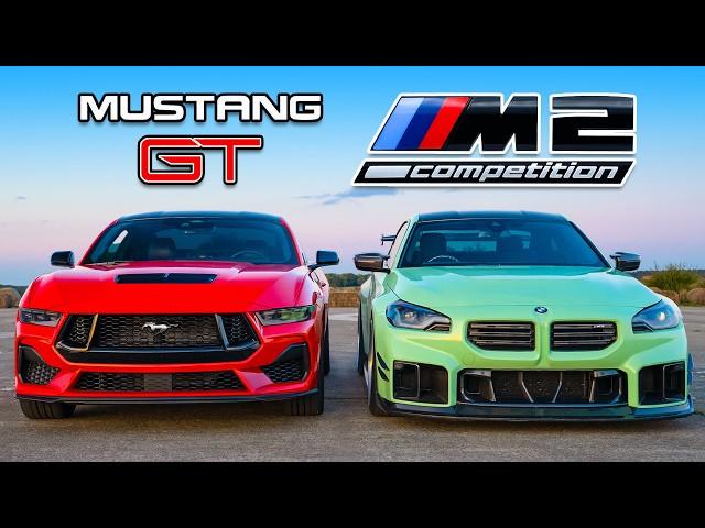 New Mustang V8 v BMW M2: DRAG RACE