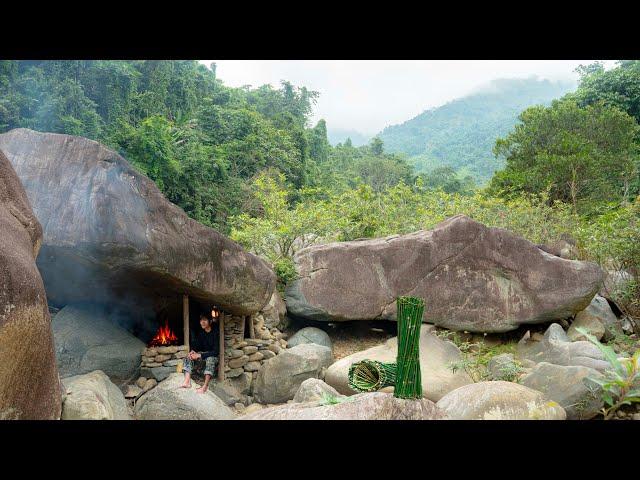 30 Days solo SURVIVAL CAMPING by the River, Bushcraft Survival Shelter. Fishing, Cooking. Full Video