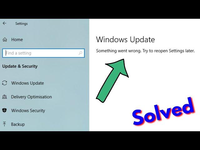 Fix something went wrong try to reopen settings later windows update | Problem Solved