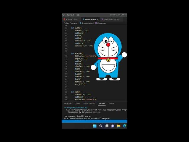 Doraemon Using Python Turtle | Mr. Technical Hacker