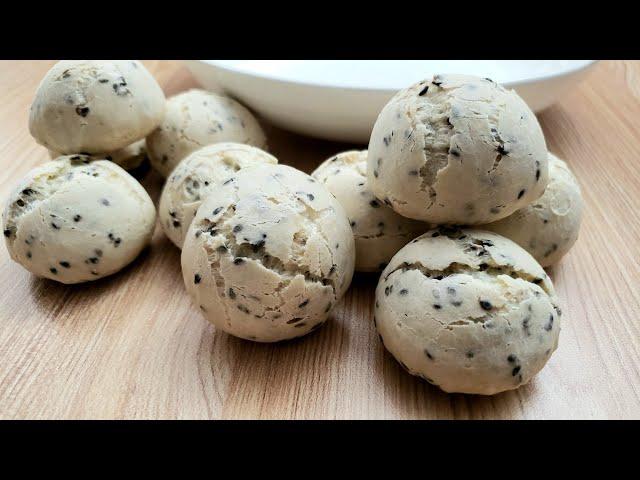 How To Make Chewy Korean Sesame Mochi Bread | No Kneading Bread| Little Sugar Kitchen