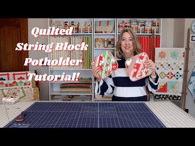 String Block Quilted Potholder Tutorial