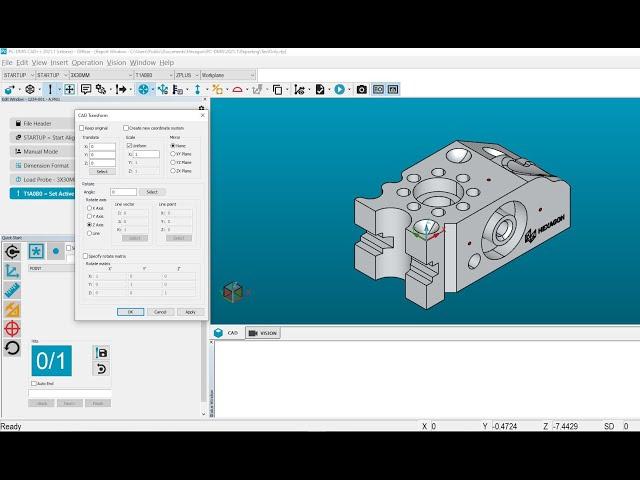 PCDMIS - Import CAD & Transform